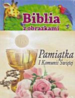 Biblia z obrazkami różowa. Pamiątka I Komunii Św