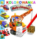 Kolorowanka. Mały chłopiec. Dźwig