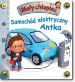 Mały chłopiec. Samochód elektryczny Antka