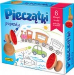 Pieczątki - pojazdy 6 stempli + kredki